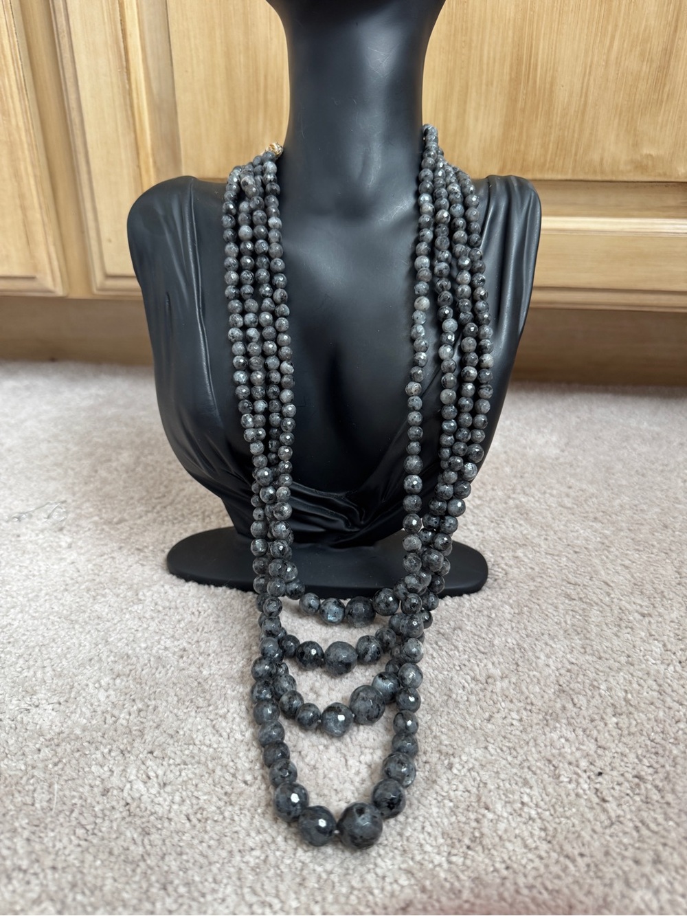 Gray Multi-Strand Beaded Necklace - Elegant Women’s Jewelry